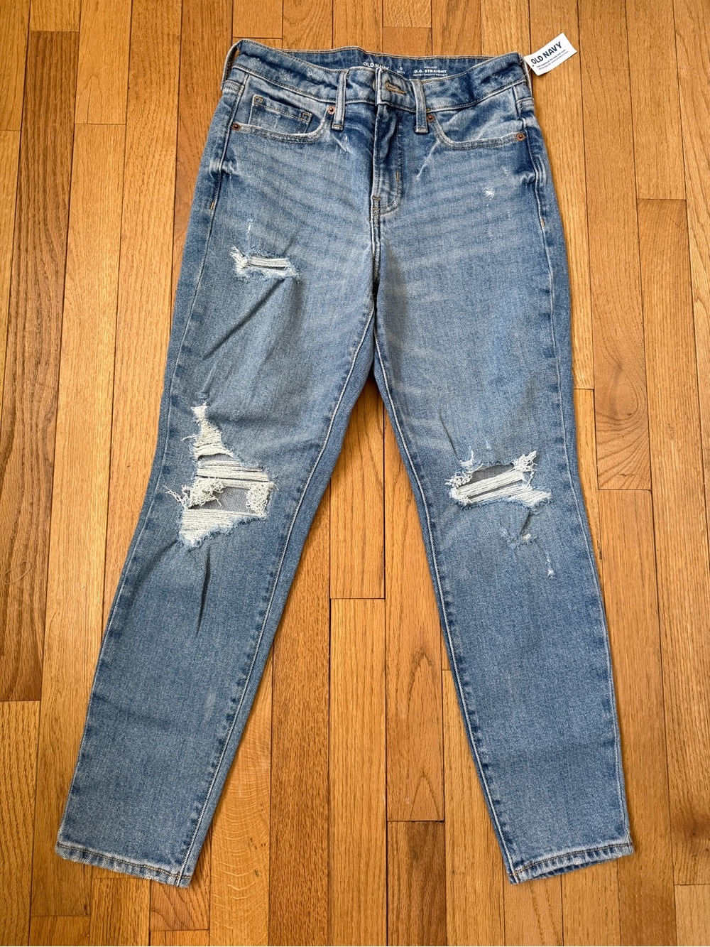 Old Navy Women's Distressed Boyfriend Jeans - Light Blue Wash